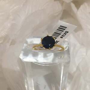 Kanchanaburi Blue Sapphire Solitaire Ring (Size M), Gold Over Silver, 1.550 Ct.