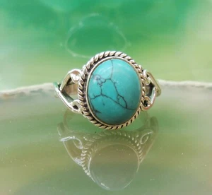 🐍Ring türkisfarbener Stein Farbe der Freundschaft Silber 925 Gr 18,4 - Imagen 1 de 14