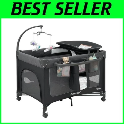 Steel Frame Baby Playard - Portable Crib & Changing Table - Image 1 of 4