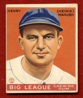 Goma de mascar Goudey Big League 1933 - R319 Heinie Manush #187 RC buena Foto 1 de 2