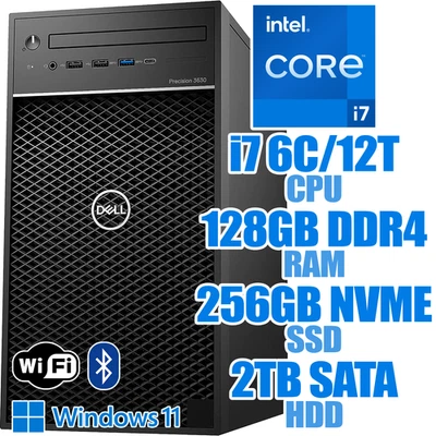 Dell Precision 3630 Windows 11 PC┃i7-8700┃128GB RAM┃256GB SSD┃2TB HDD┃WIFI&BT - Image 1 of 4
