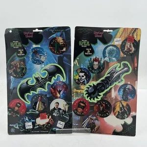 Vintage 1995 Batman Forever SkyCaps Sheet Movie Pogs 2 New And Sealed Cards - Picture 1 of 15