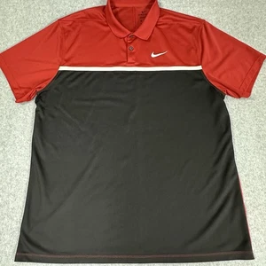 NIKE GOLF Size XL Black / Red Dri-Fit Mens Performance Polo Shirt - Picture 1 of 6