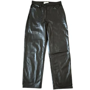 Pantalones rectos al tobillo de cuero sintético tiro ultra alto Abercrombie & Fitch talla 8/29 - Imagen 1 de 6