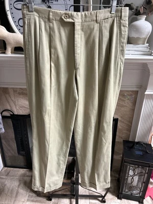 BRIONI Pantalón de Vestir Deportivo Hombre Regular Fit Plisado - Caqui - 100% Algodón Talla 36 Foto 1 de 4