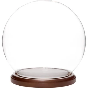 Plymor 7.5 inch x 8.5 inch Glass Display Dome Globe Cloche (Dark Wood Base) - Picture 1 of 3