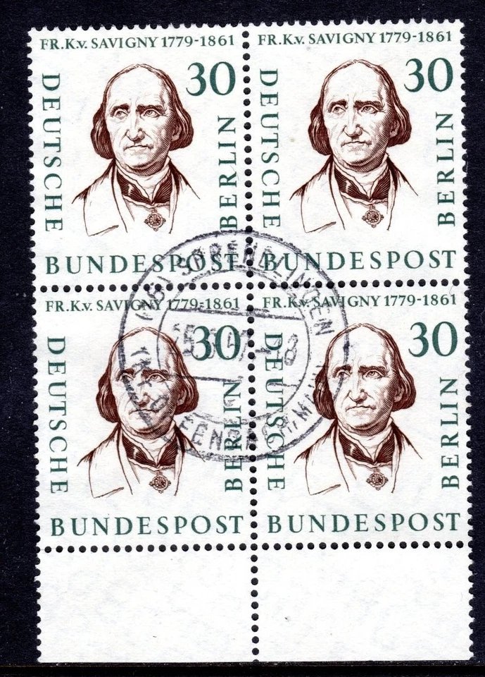 Germany Berlin Scott #9N154 VF Used 1957 30 Pfg von Savigny Block of 4 - Image 1 of 1