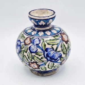 FINE ANTIQUE INDIAN MULTAN POLYCHROME POTTERY GLOBULAR VASE c1890 - Picture 1 of 7