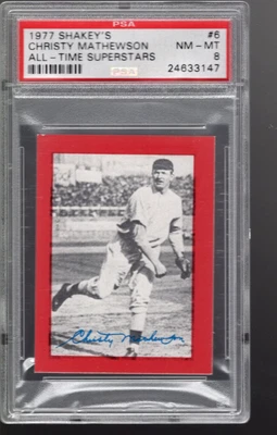 SLA147- 1977 Shakey's Pizza #6 Christy Mathewson - PSA NmMt (8) - Image 1 of 2