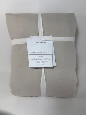 Juego de sábanas de lino belga Rejuvenecimiento Queen beige natural nuevo con etiquetas Foto 1 de 4