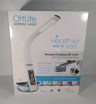 OttLite Wellness Series Wireless Charging LED Lamp with Color Changing Base NEW! - Image 1 of 4