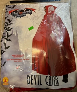 Devil Cape Full Length w/ Hood Red Costume Adult Rubies NEW Retail Package Mens - Picture 1 of 2