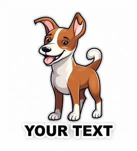 Juego de 2 pegatinas de calcomanías para perro Basenji con texto personalizado gratuito - Imagen 1 de 5