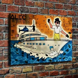 30x20" Alec Monopoly "Cruising Yacht Polo" HD print on canvas rolled up print - Picture 1 of 7