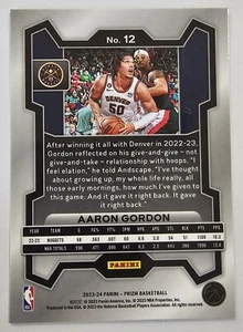 2023-24 Panini Prizm Basketball NBA #12 Aaron Gordon Denver Nuggets 2024 - Picture 1 of 2