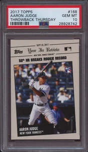 2017 Topps Throwback Thursday 168 Aaron Judge PSA 10 Gem Mint Low Pop RC - Picture 1 of 2