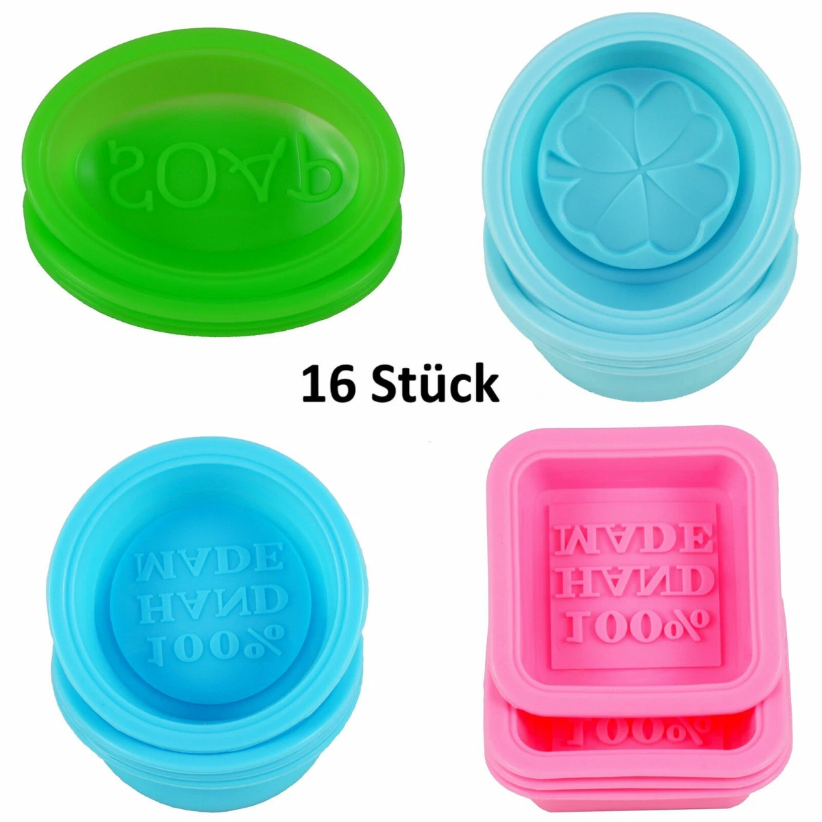 ZOENHOU Seifenformen Silikon Set – 6 Stück, Rechteckig, Je 6 Mulden, In Blau, Rosa & Lila