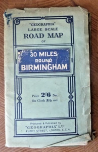 Geographia Paper Map 30 Miles Round Birmingham - Imagen 1 de 1