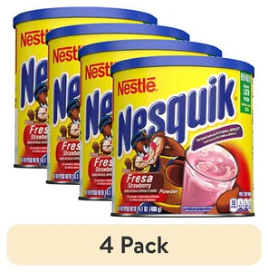 (4 Pack) Nestle Nesquik Strawberry Flavor Powder Drink Mix, 14.1 Oz Delicious - Picture 1 of 11