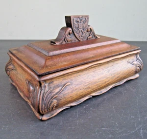 Antique Hand Carved Wooden Box - Picture 1 of 10