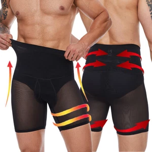 Men’s Compression Boxer Tummy Control Shorts Body Shaper High Waist Briefs 2 PCS - Picture 1 of 18