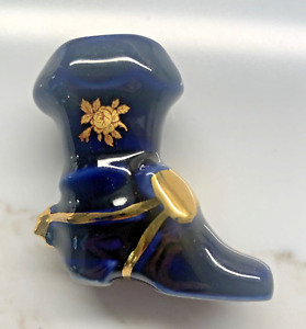 LIMOGES FRANCE Miniature GOLD rimmed Porcelain Ceramic Shoe or Boot