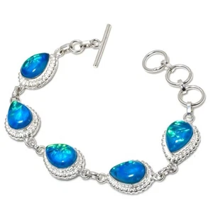 Triplet Opal Gemstone Handmade 925 Sterling silver Jewelry Bracelet Sz 7-8'' - Picture 1 of 1
