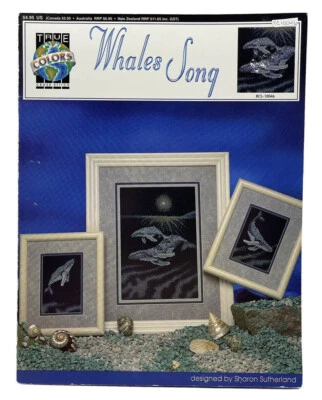 Libro True Colors Whales Song 10046 1992 contado punto de cruz patrón vintage 9310 Foto 1 de 2