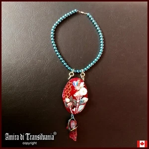 Flower Cameo Bee Nest Jewelry Necklace Pendant Amulet Talisman Natural Stone Bib - Picture 1 of 24