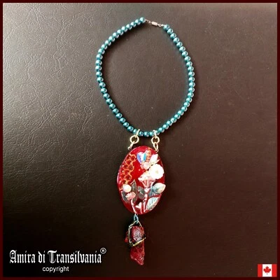 Flower Cameo Bee Nest Jewelry Necklace Pendant Amulet Talisman Natural Stone Bib - Image 1 of 4