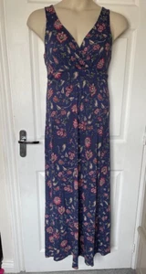 Fat Face Size 14 Blue Floral Sleeveless Jersey Maxi Dress - Picture 1 of 8