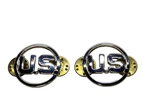 2 U.S. Letters Collar Insignia PIN BADGE Enlisted Mirror Finish US AIR FORCE - Picture 1 of 10