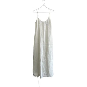 Zara Damen Midikleid S Weiß Spaghettiträger Leinenmischung 8542/100 Neu mit Etikett - Bild 1 von 10