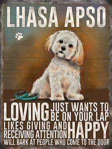 Lhasa apso, Metal Aluminium Sign Dogs Pets Best Friend - Picture 1 of 1