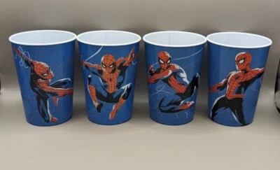 NUEVO Juego de 4 Tazas de Bebida de Fiesta de Plástico Reutilizables Gráficas Marvel Spiderman Nuevas con Etiquetas Foto 1 de 4