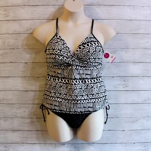 So Women's Plus Size 2X XXL Tankini Swimsuit Top Bottom Lot Black White - Picture 1 of 20