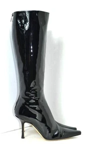 JIMMY CHOO LONDON SCHWARZE ECHTLEDER STIEFEL GRÖSSE 40,5 / 10M 4" HIGH HEELS  - Bild 1 von 11