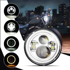 DOT 75W 7"inch Round LED Headlights With Angel Eyes For Harley Touring Road King