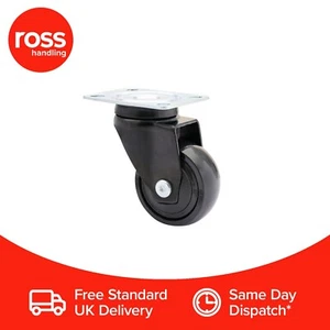 Soft Black Designer Swivel Castor 50mm 3C-Series Furniture Units Easy-Roll UK - Picture 1 of 1