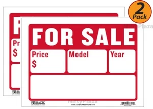 2 Pack - BAZIC 9 X 12 For Sale Sign (2-Line) High Impact, Superior Visibility - Picture 1 of 1