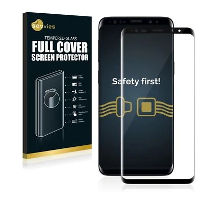 Samsung Galaxy S9, Savvies® 3D Curved Full Cover Tempered Glass Screen Protector - Imagen 1 de 4