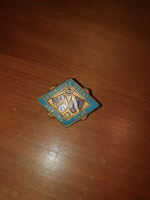 Vintage Enamel Pin Badge Cambridge County bowling association MILLER'S blue gold - Image 1 of 4