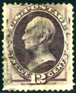 USA 151 12 cent DULL PURPLE LIGHT CANCEL CAT $200 - Picture 1 of 1