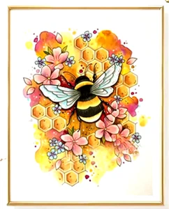 Bumblebee In Honey Flowers DIY 5D 30X40cm Full ROUND Diamond Painting Art - Picture 1 of 4