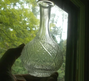 BOTELLA DE COLONIA SOPLADA MOLDE 3 PIEZAS PATRÓN MARGARITA Y DIAMANTE RARO DÉCADA DE 1870 5 3/4" DE ALTO - Imagen 1 de 8