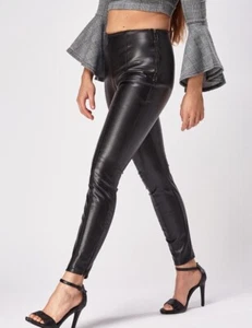 NEW LOOK SIZE 10 14 BLACK FAUX LEATHER LOOK PVC SKINNY TROUSERS JEANS BNWOT - Picture 1 of 8