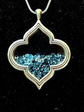 NWT Brighton Toledo Saltar Silver Floating Blue Crystal Pendent Long Necklace$88