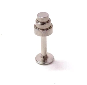 Labret Chin Stud w/3 Tier Dumbbell 14 Gauge 3/8" Steel - Picture 1 of 3