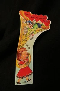 Tarjeta de San Valentín TUBA, hadas y niñas vintage c. años 60 - Imagen 1 de 2