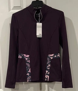 NWT Nivo Purple Floral 1/4 Zip Mock Neck Golf Tennis Pullover Women’s Small - Picture 1 of 5